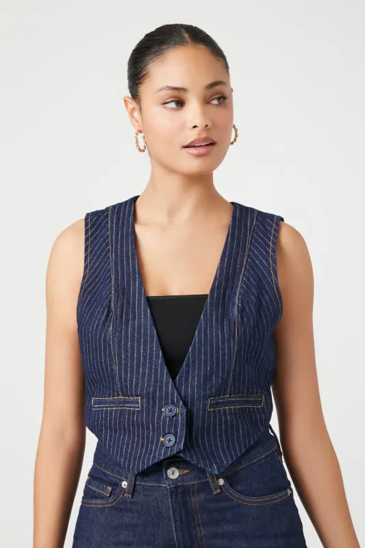 Veste courte en denim avec fines rayures sold by Urban Planet