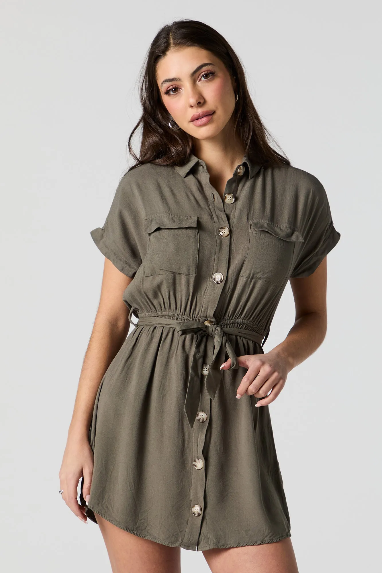 Minirobe boutonnée à manches courtes avec ceinture sold by Urban Planet product image thumbnail 4