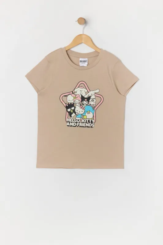 Girls Tan Hello Kitty and Friends Graphic T-Shirt sold by Urban Planet