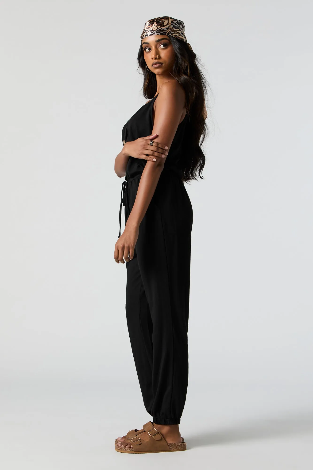 Black Button-Up Cami Jumpsuit sold by Urban Planet product image thumbnail 3