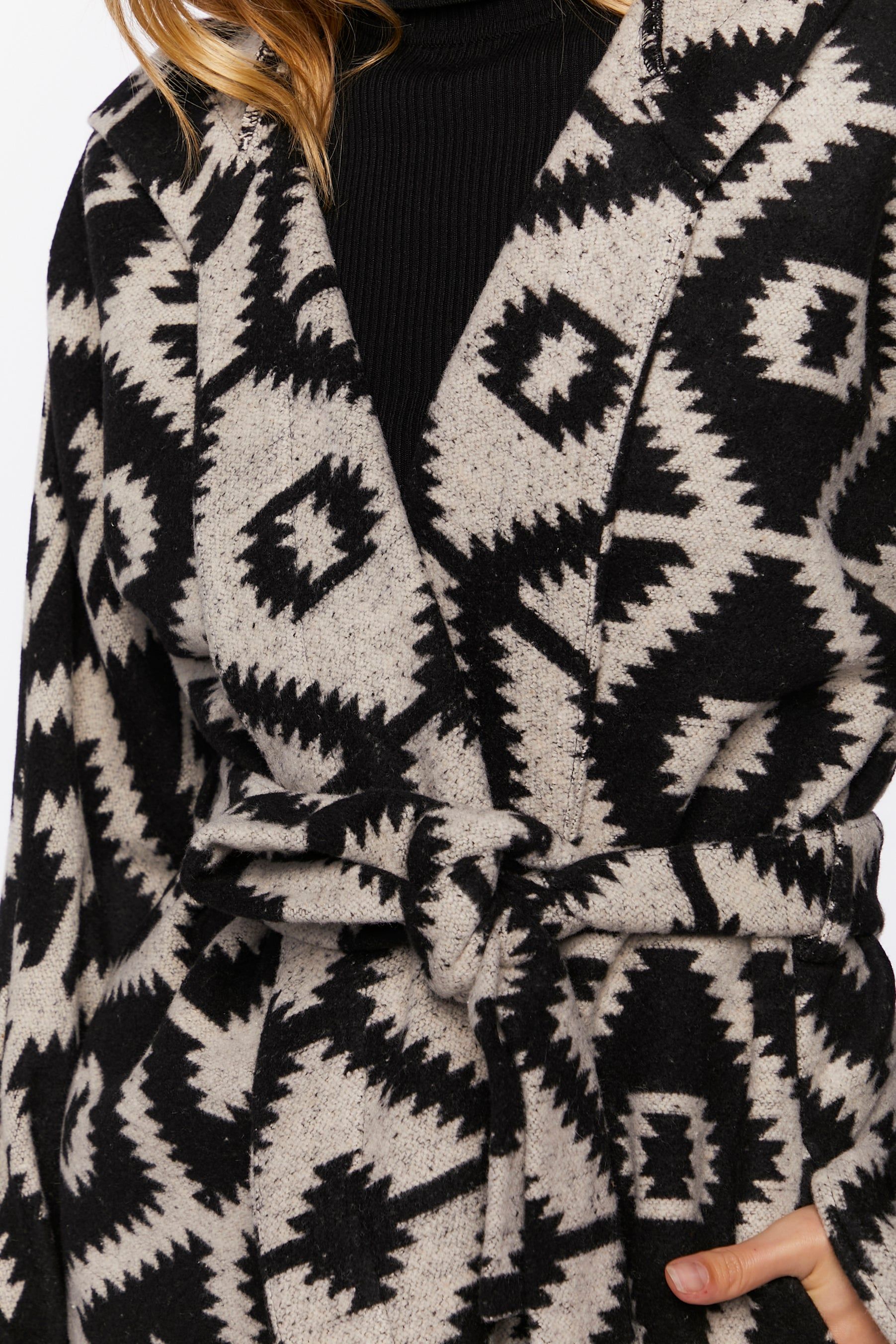 Geo Print Belted Duster Jacket sold by Urban Planet product image thumbnail 3