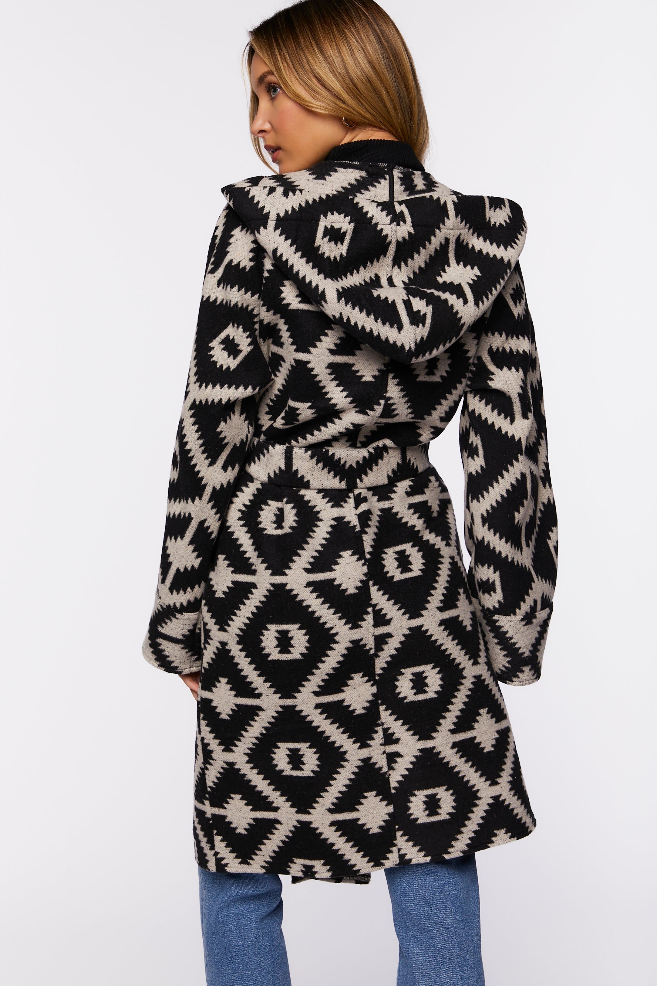 Geo Print Belted Duster Jacket sold by Urban Planet product image thumbnail 2