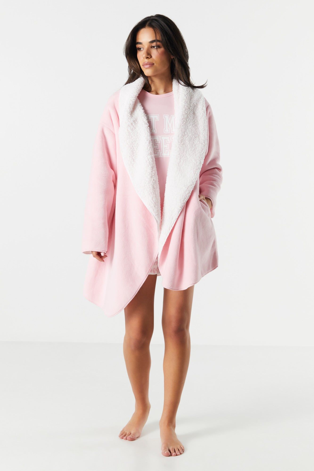 Sherpa Collared Lounge Cardigan sold by Urban Planet