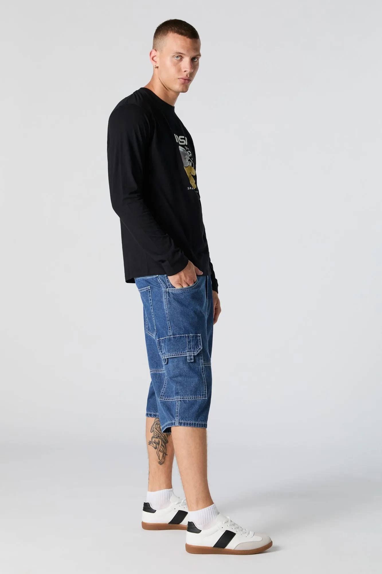 Rigid Longline Denim Cargo Short sold by Urban Planet product image thumbnail 3