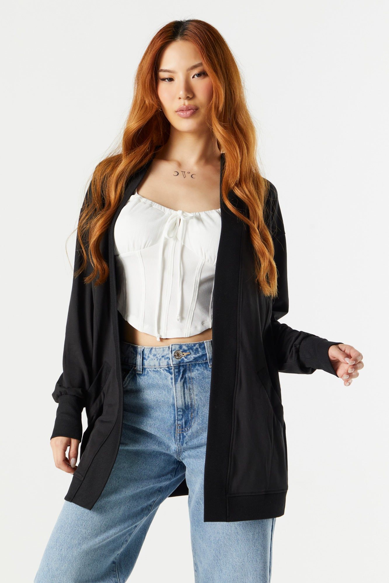 Open Front Pocket Cardigan sold by Urban Planet