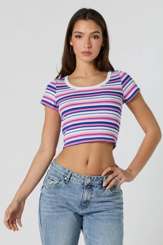 Striped Round Neck Crop Top sold by Urban Planet