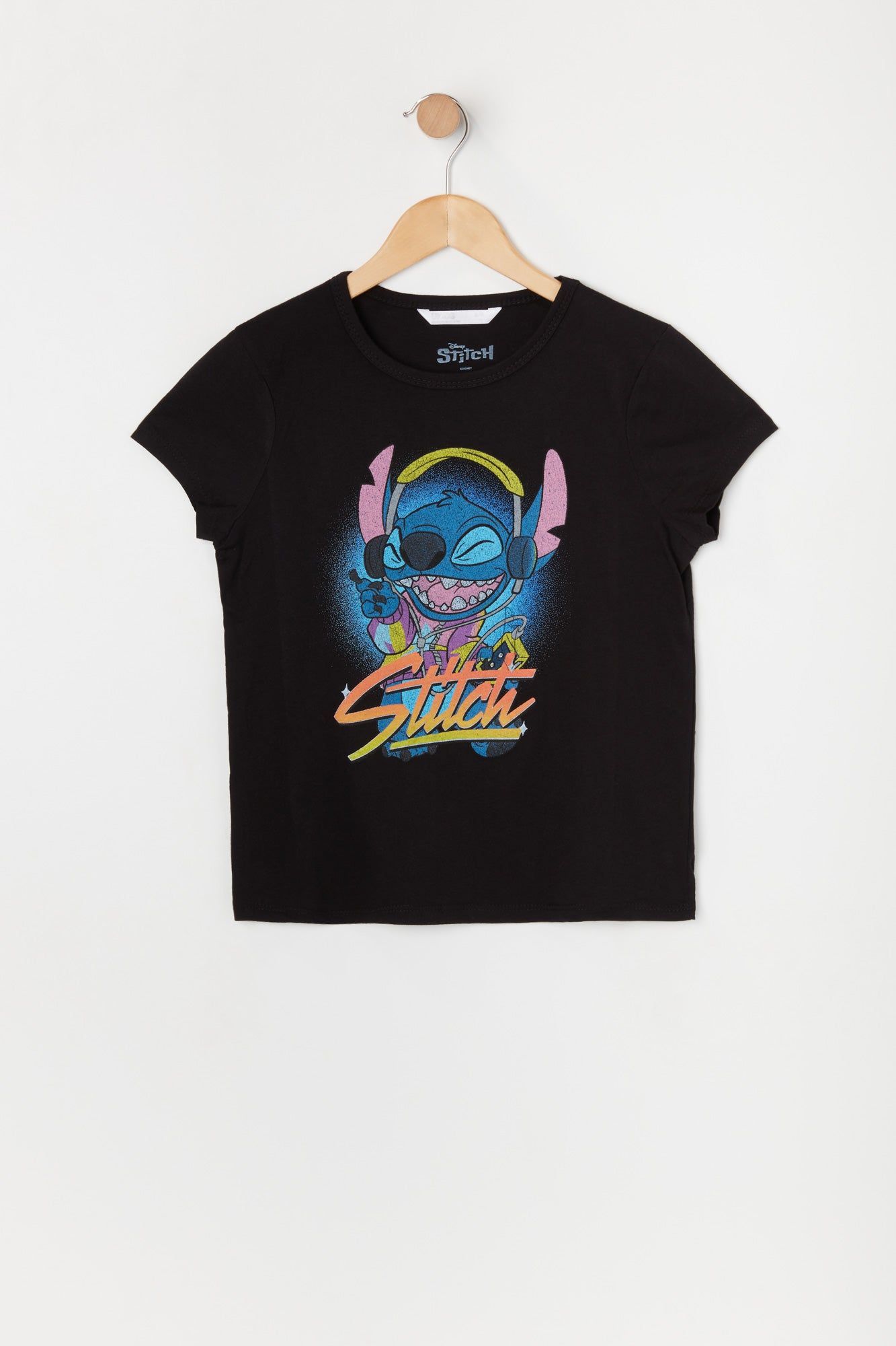 Girls Black Stitch Graphic T-Shirt sold by Urban Planet