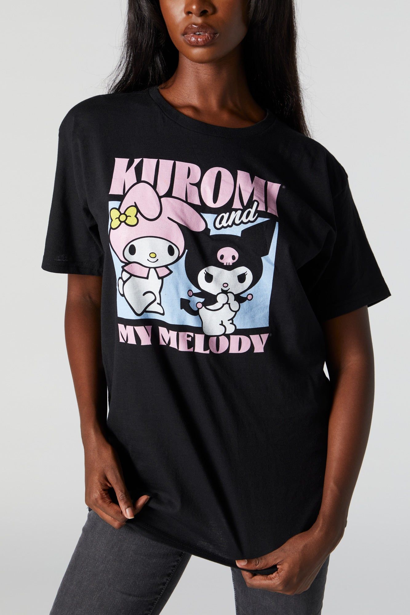 Kuromi and My Melody Graphic Boyfriend T-Shirt sold by Urban Planet product image thumbnail 4