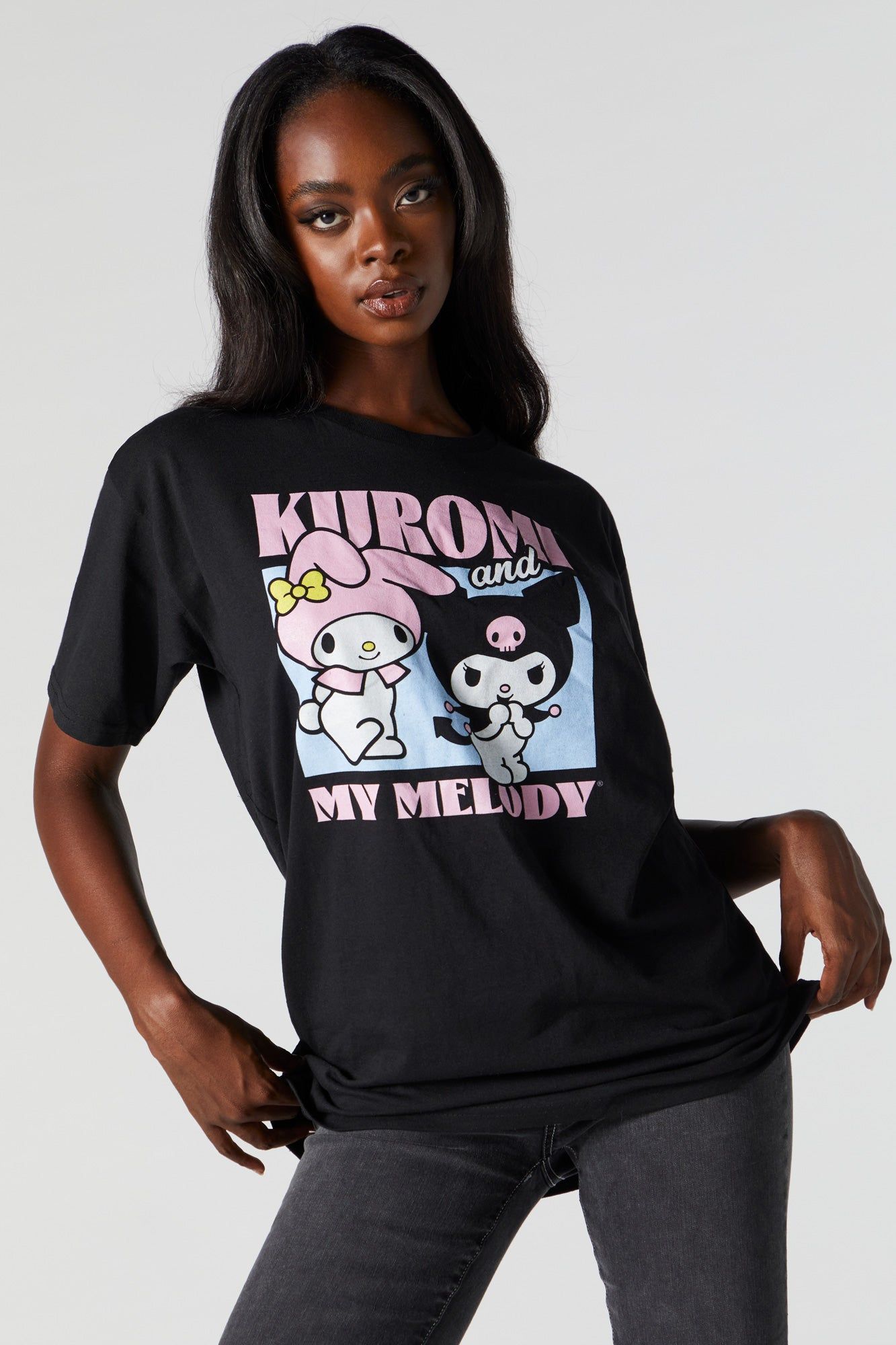 Kuromi and My Melody Graphic Boyfriend T-Shirt sold by Urban Planet product image thumbnail 3