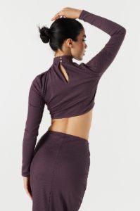 Ribbed Mock Neck Long Sleeve Crop Top sold by Urban Planet