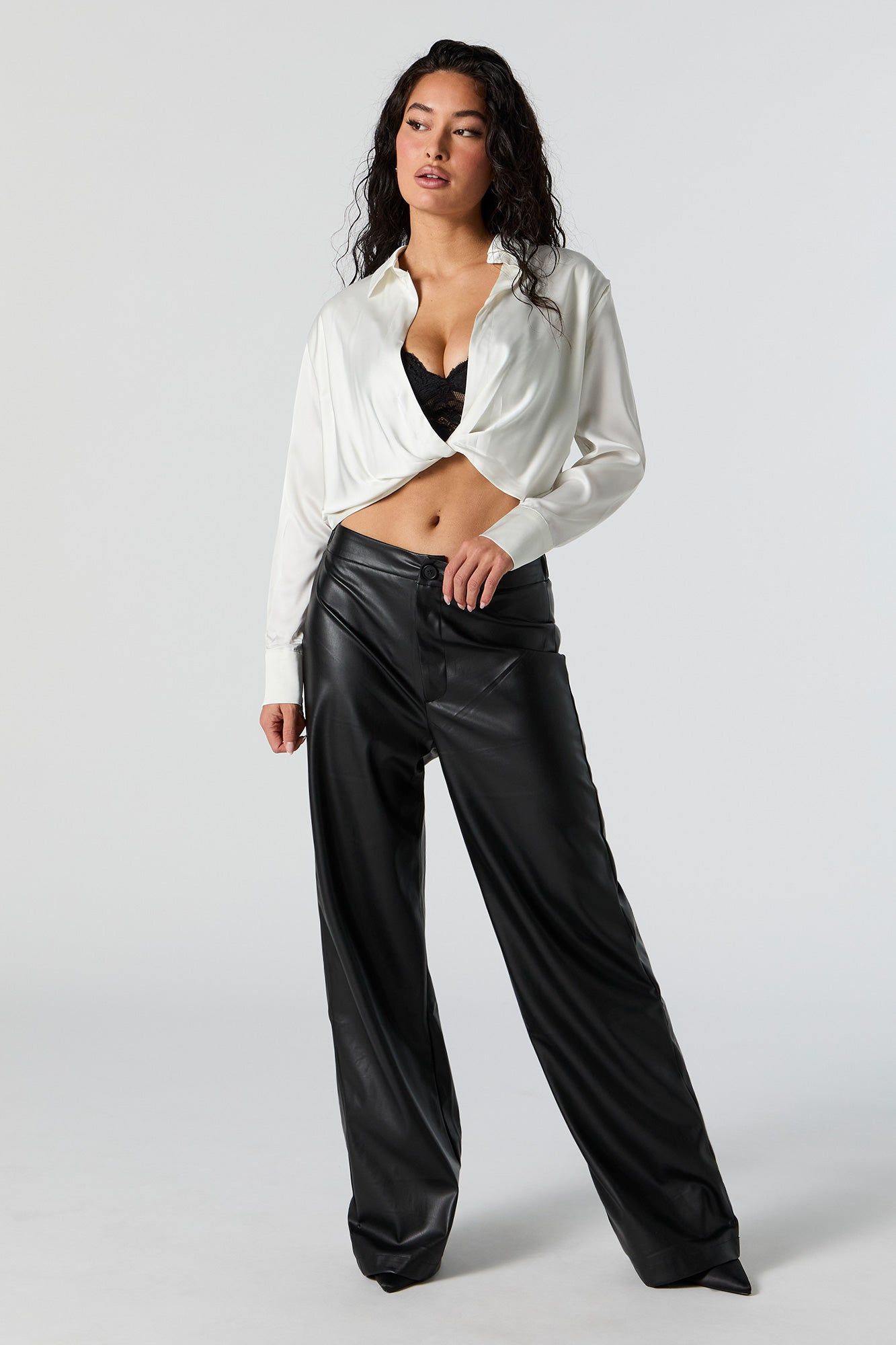 Satin Twist Front Cropped Top sold by Urban Planet product image thumbnail 3