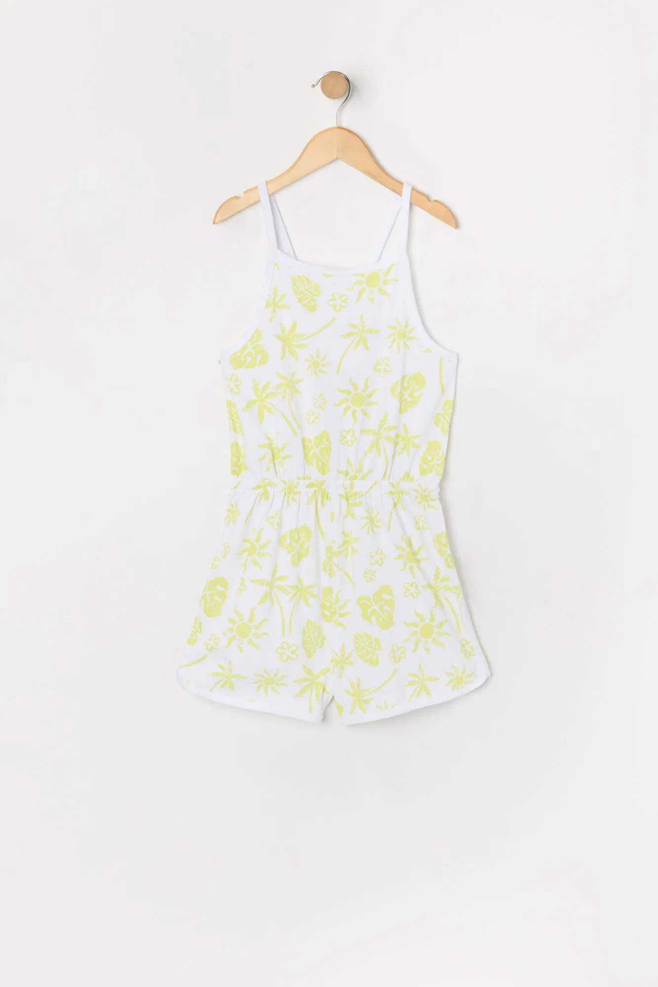 Girls Palm Tree Print Dolphin Hem Romper sold by Urban Planet