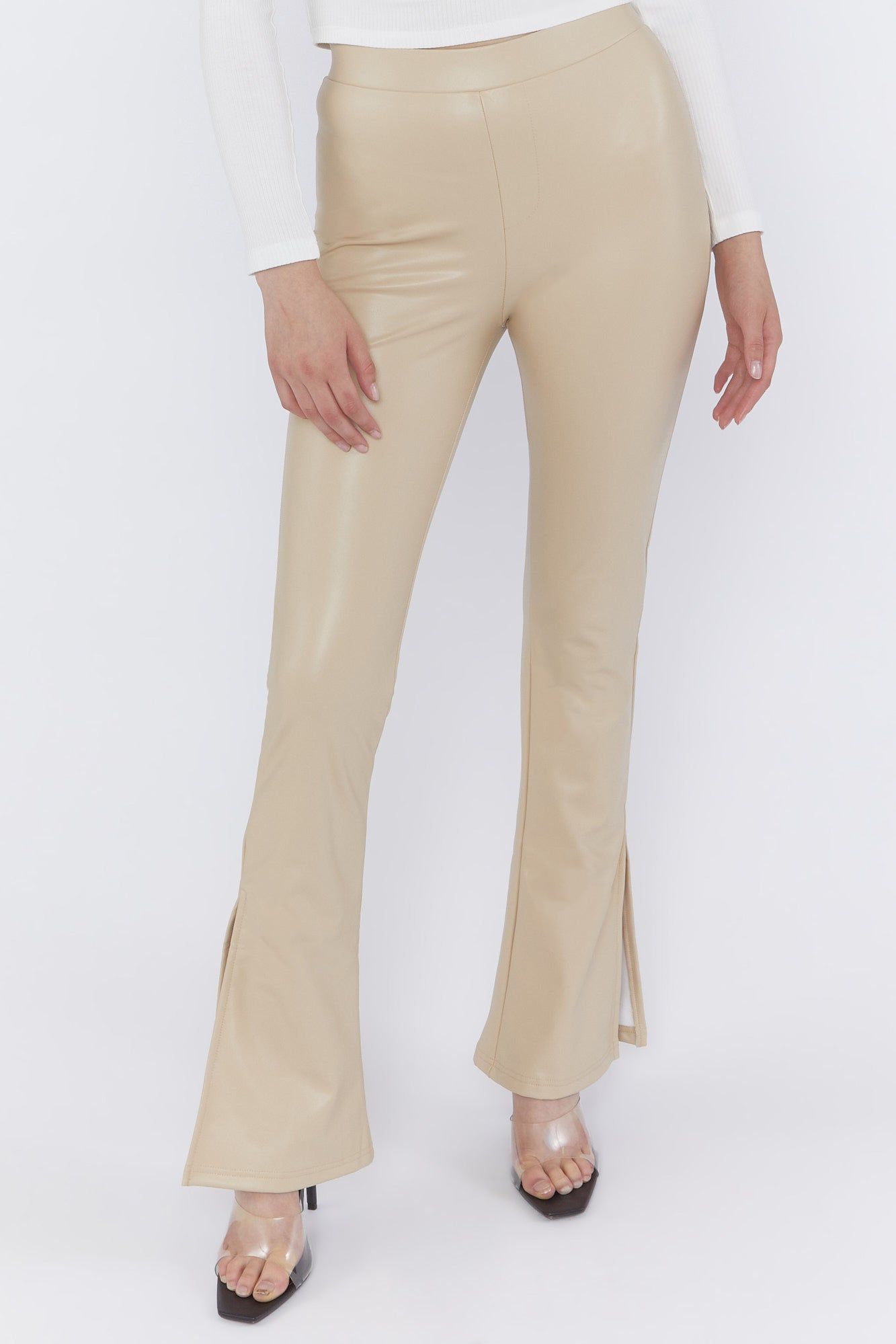 Faux Leather Leg Slit Flare Pant sold by Urban Planet product image thumbnail 2