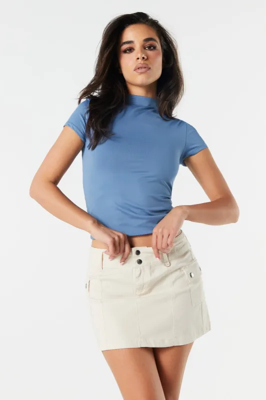 Contour Mock Neck T-Shirt sold by Urban Planet