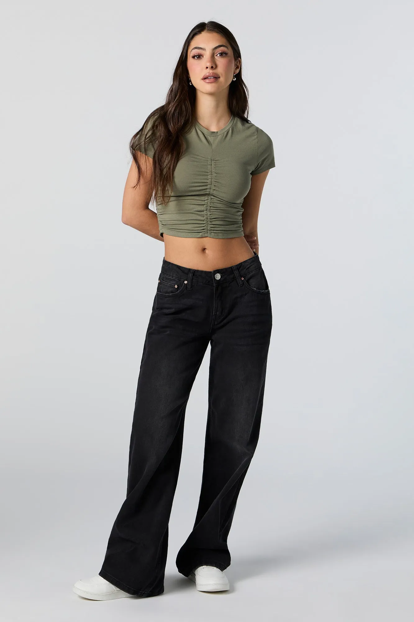 Ruched Short Sleeve Crop Top sold by Urban Planet product image thumbnail 3