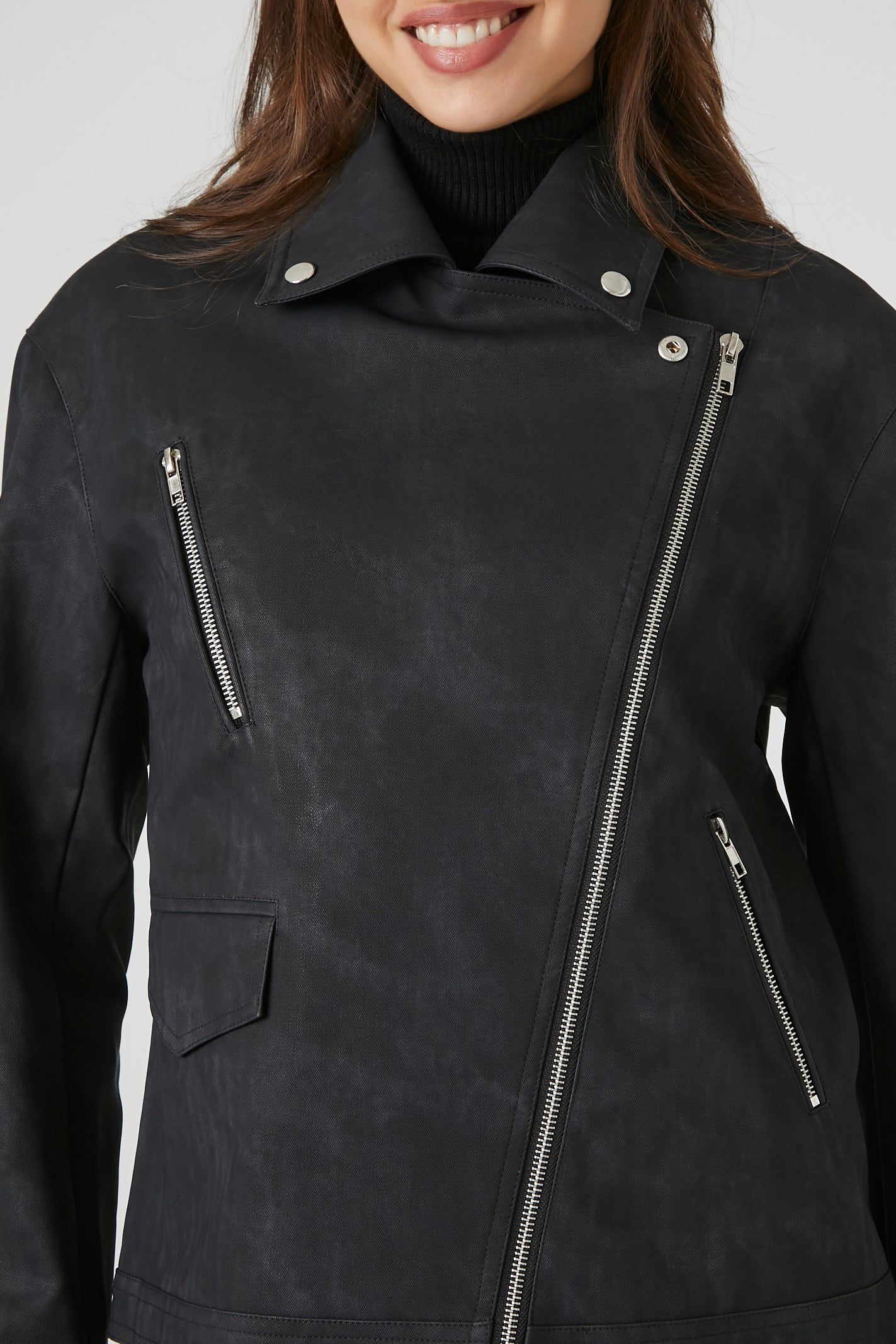 Faux Leather Moto Jacket sold by Urban Planet product image thumbnail 5