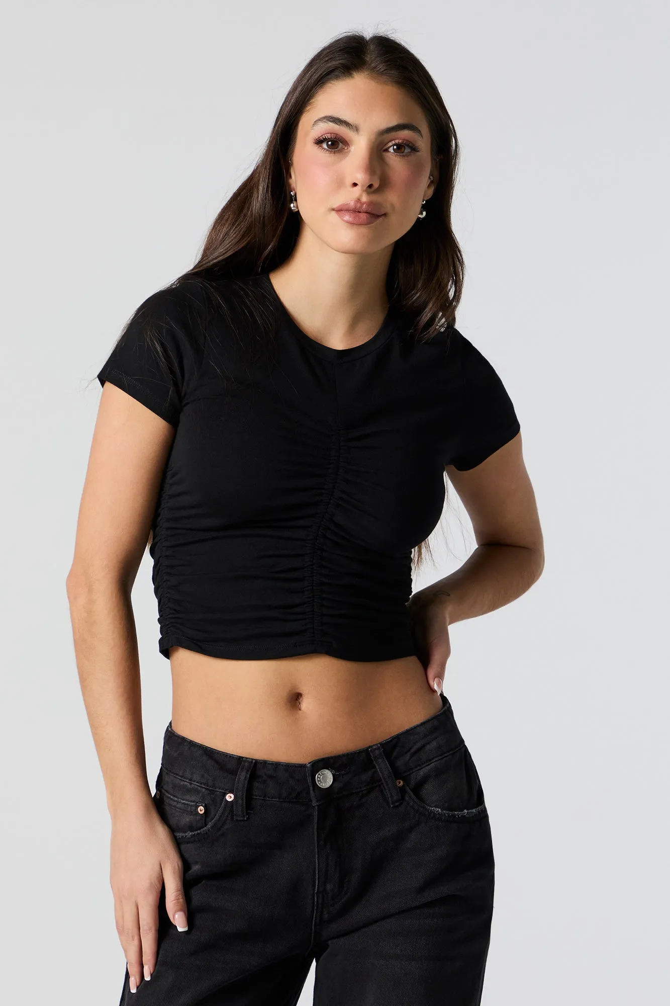 Ruched Short Sleeve Crop Top sold by Urban Planet product image thumbnail 4