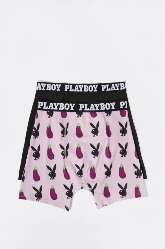 Caleçon à imprimé Playboy aubergine (Paquet de 2) sold by Urban Planet