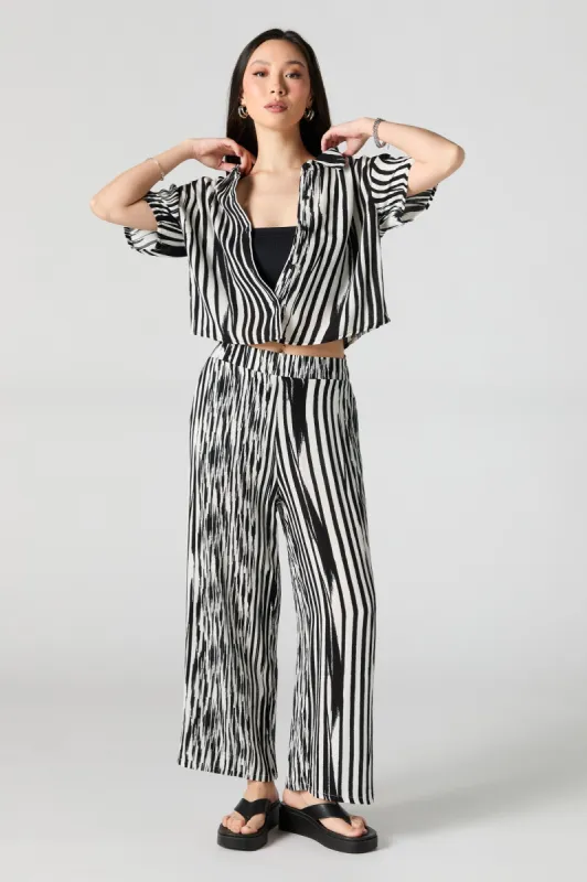 Textured Striped Cropped Wide Leg Pant sold by Urban Planet