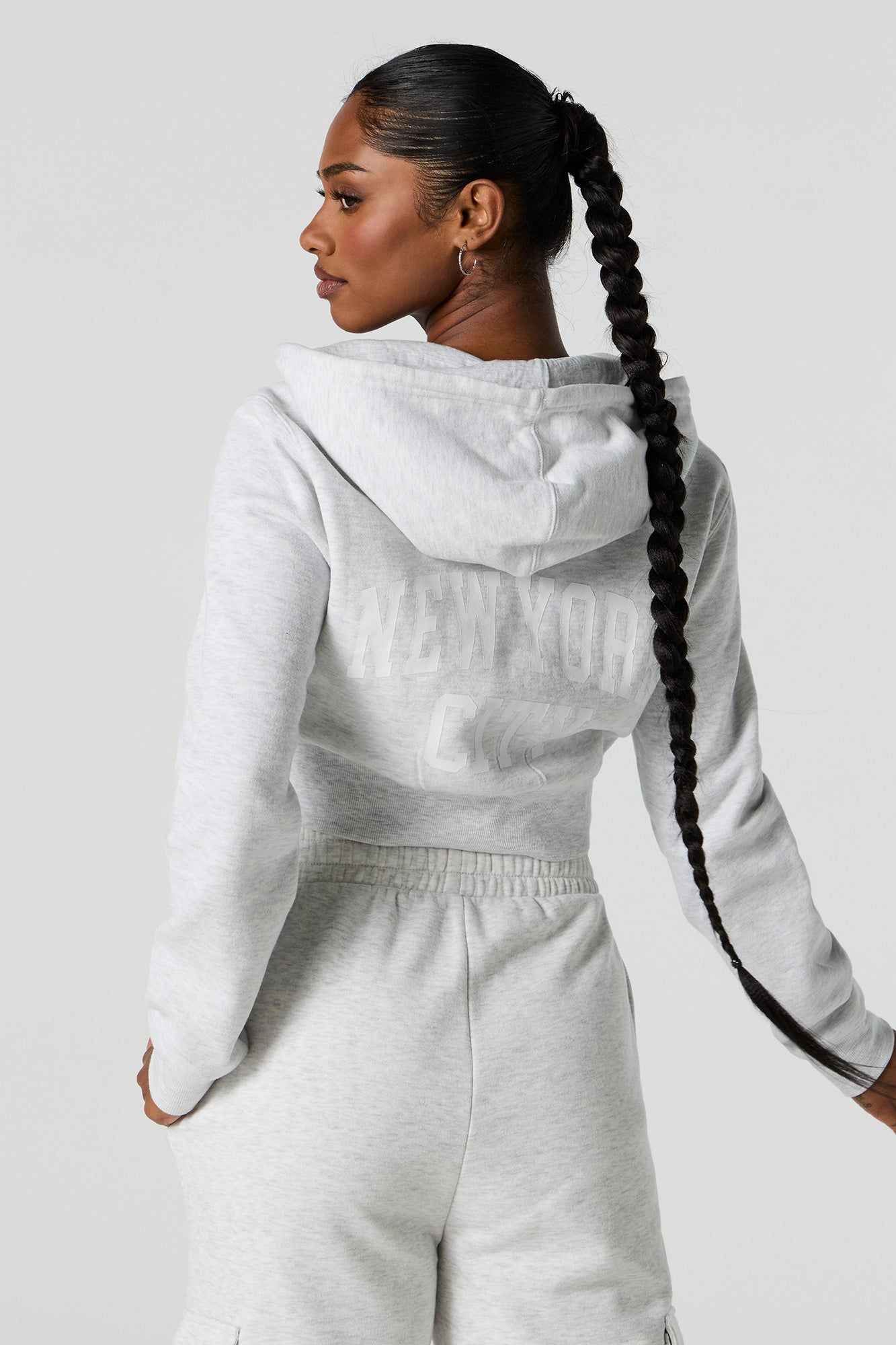 New York Twill Embroidered Cropped Hoodie sold by Urban Planet product image thumbnail 2