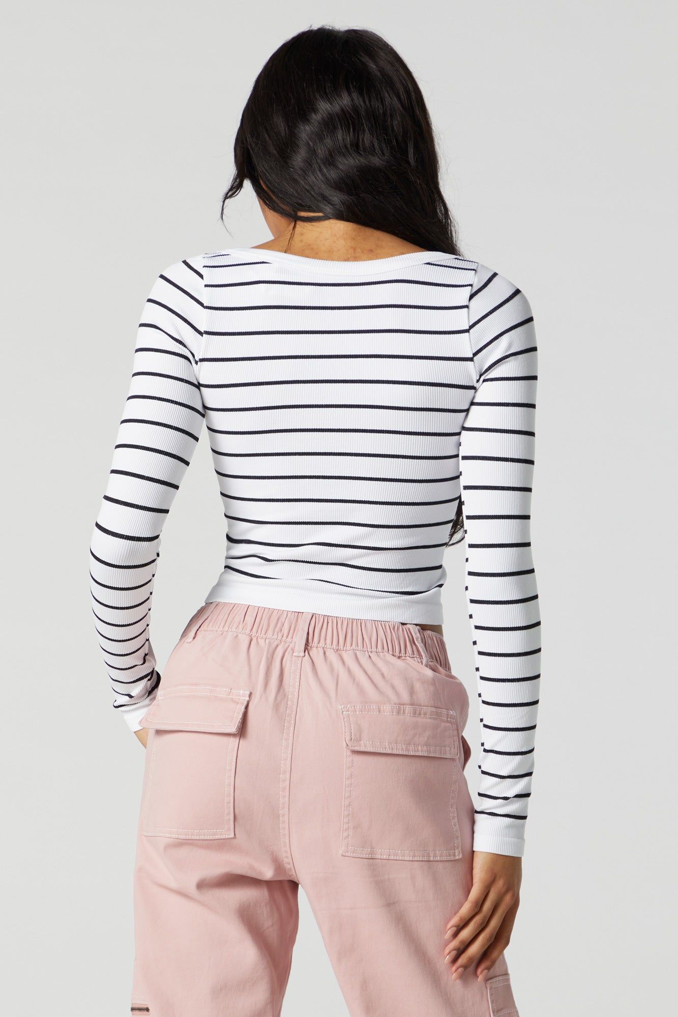 Striped Ribbed Scoop Neck Long Sleeve Top sold by Urban Planet product image thumbnail 2
