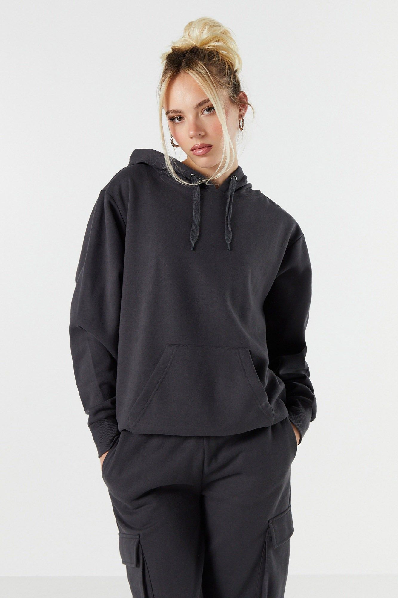 Solid Fleece Oversized Hoodie sold by Urban Planet product image thumbnail 5