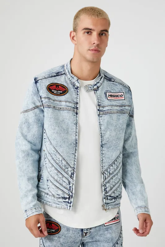 Blouson de style moto avec empiècement en denim sold by Urban Planet