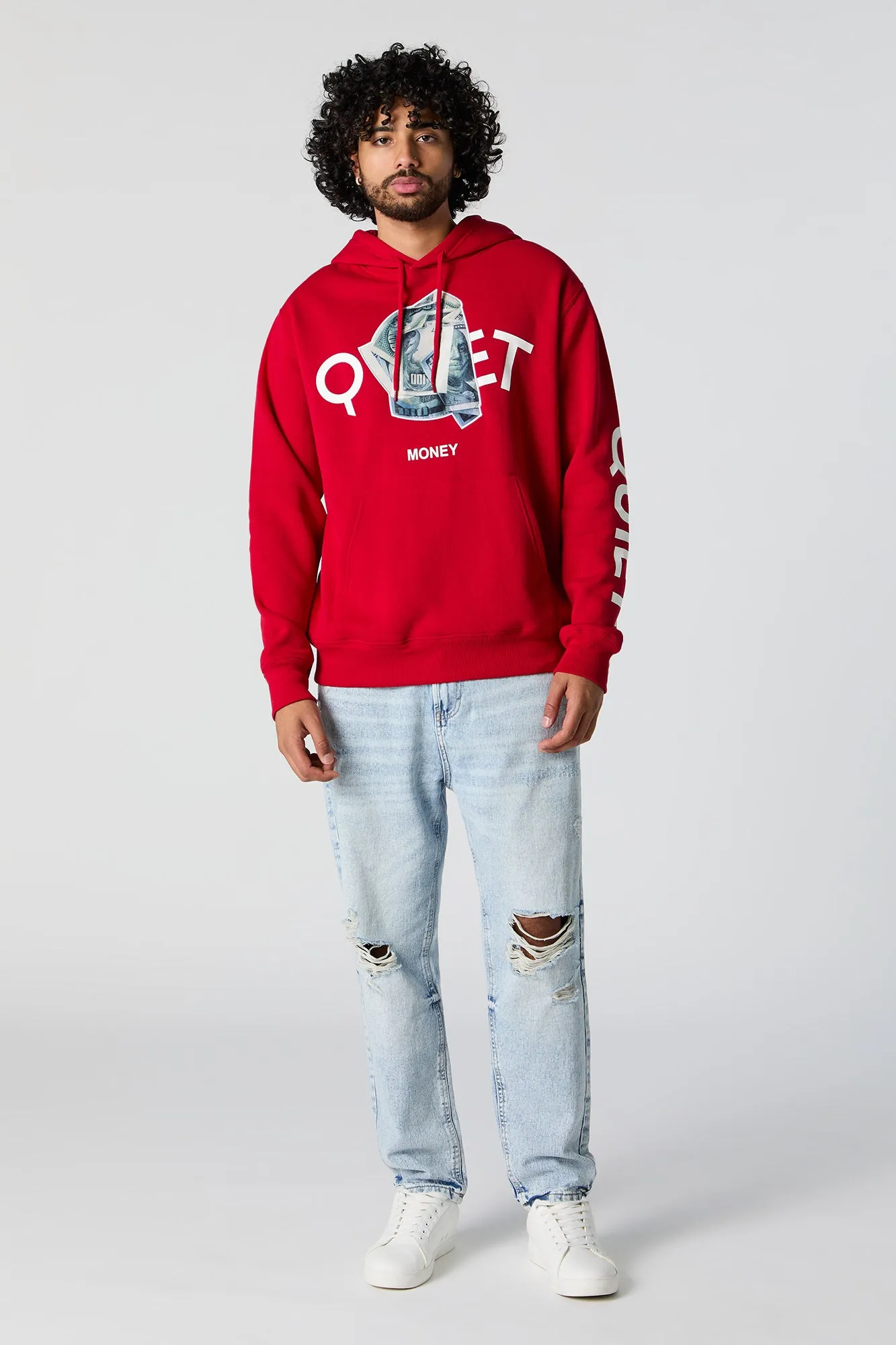 Quiet Money Embroidered Fleece Hoodie sold by Urban Planet product image thumbnail 3