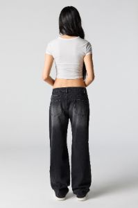 Black Wash Low Rise Baggy Jean sold by Urban Planet
