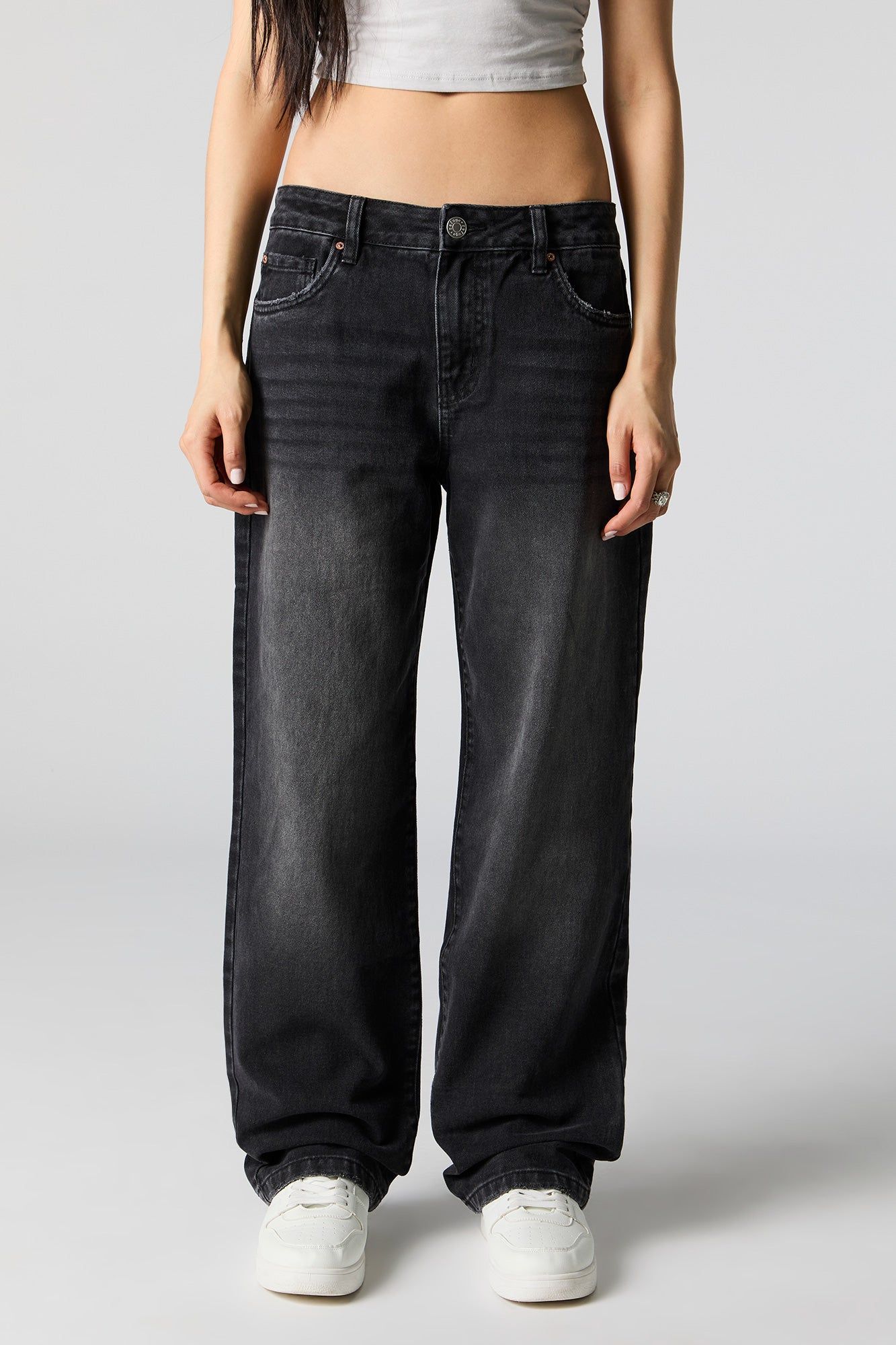 Black Wash Low Rise Baggy Jean sold by Urban Planet product image thumbnail 2