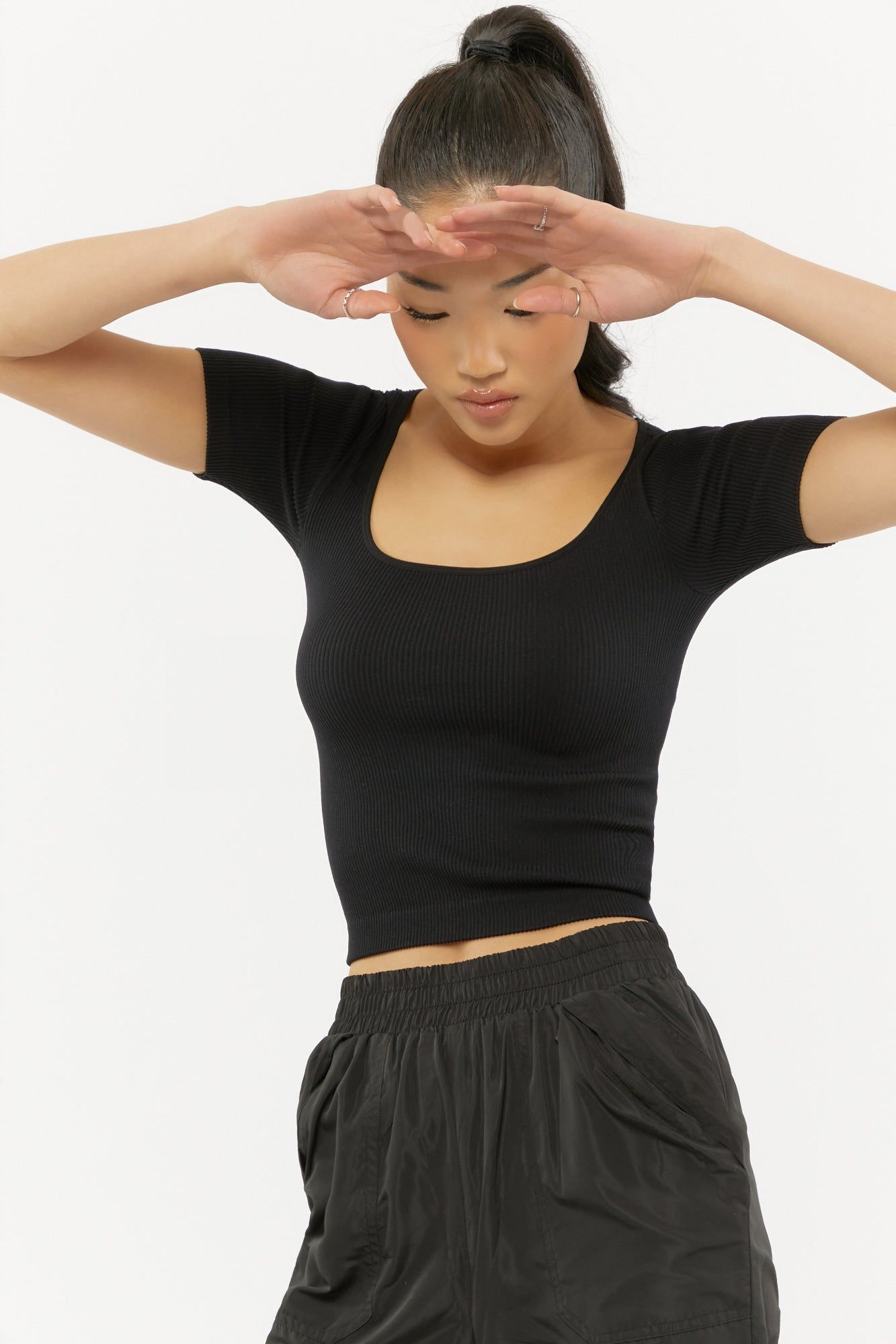 Ribbed Scoop-Neck Crop Tee sold by Urban Planet