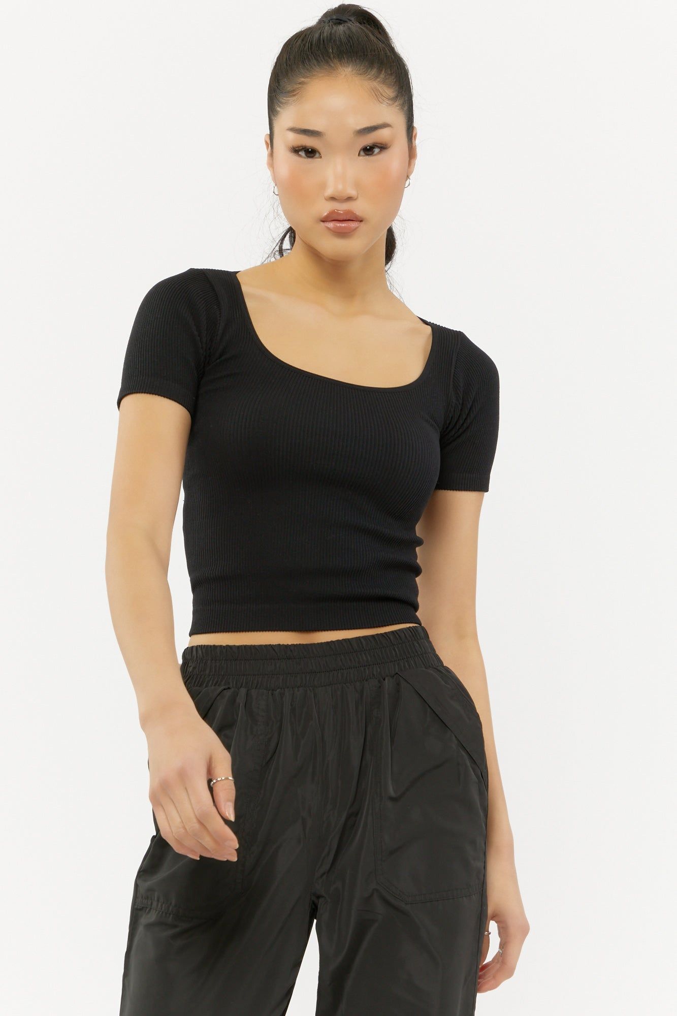 Ribbed Scoop-Neck Crop Tee sold by Urban Planet product image thumbnail 3