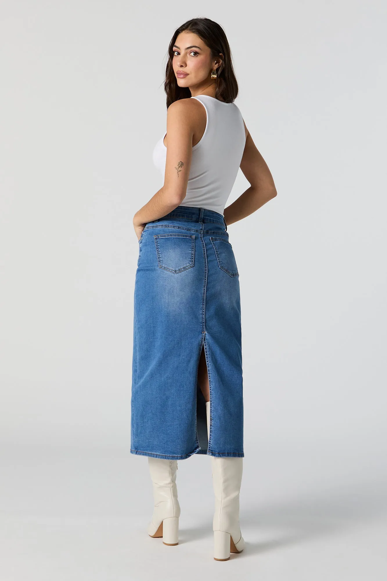 Jupe midi en denim Bleu moyen sold by Urban Planet product image thumbnail 3