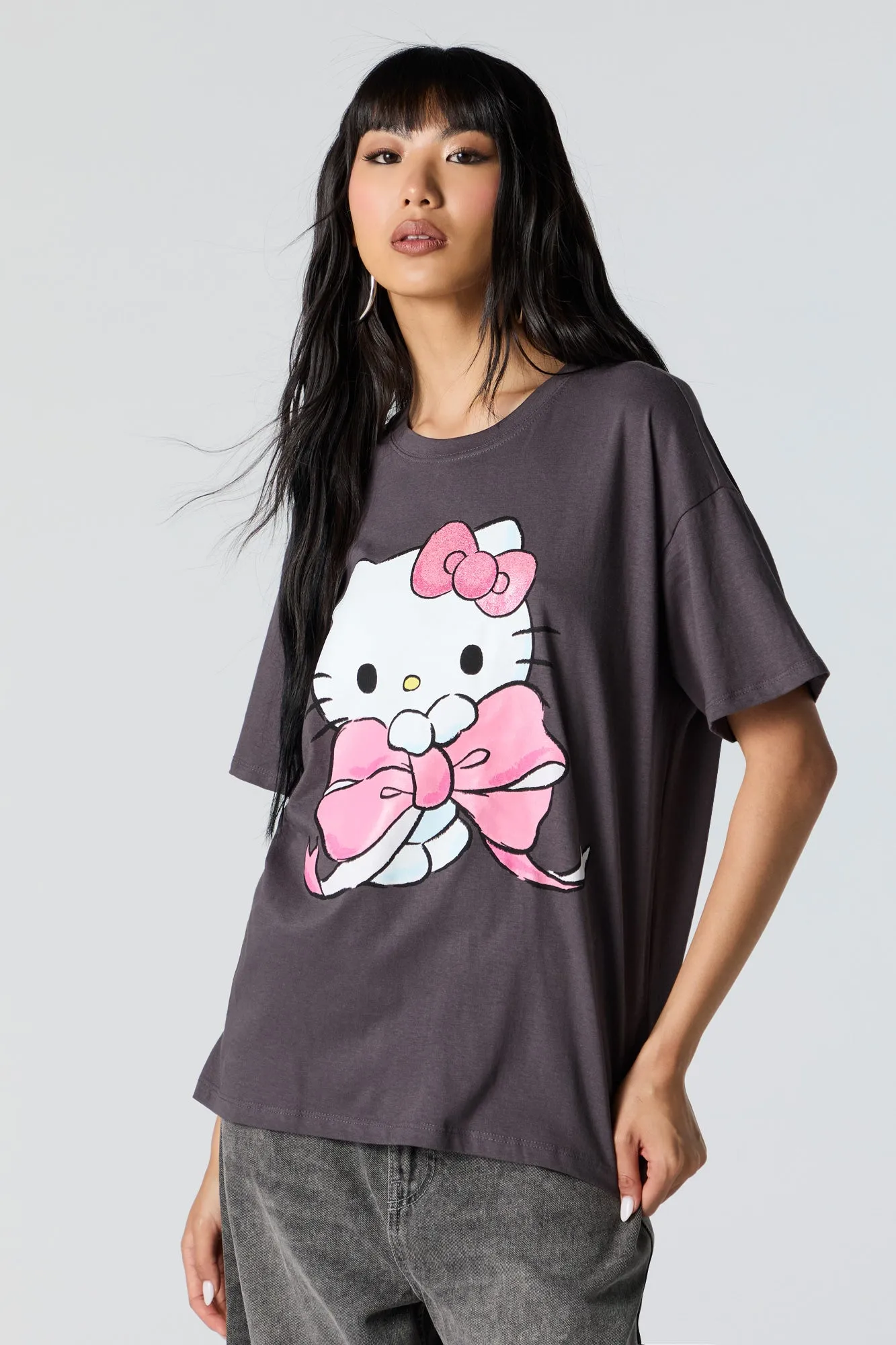 Hello Kitty Bow Graphic Boyfriend T-Shirt sold by Urban Planet