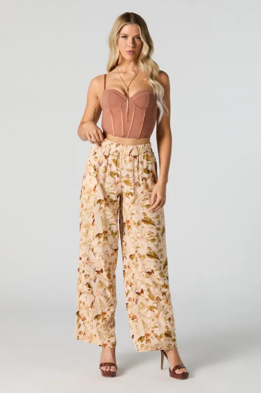 Pantalon à jambe large fleuri havane sold by Urban Planet