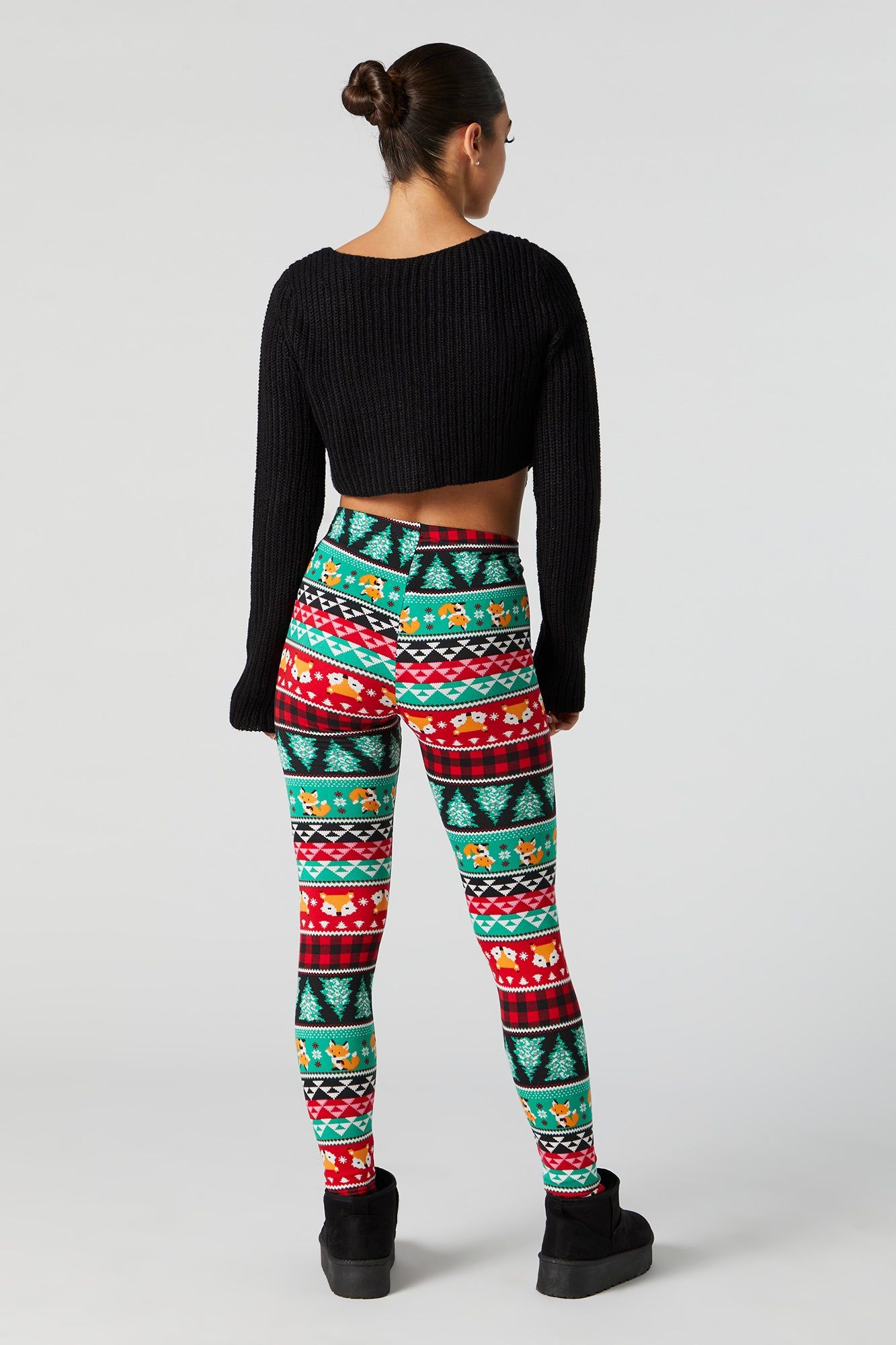Legging de Noël en molleton avec motif jacquard à imprimé Foxy sold by Urban Planet product image thumbnail 3
