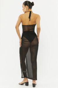 Mesh Leg Slit Halter Maxi Dress sold by Urban Planet