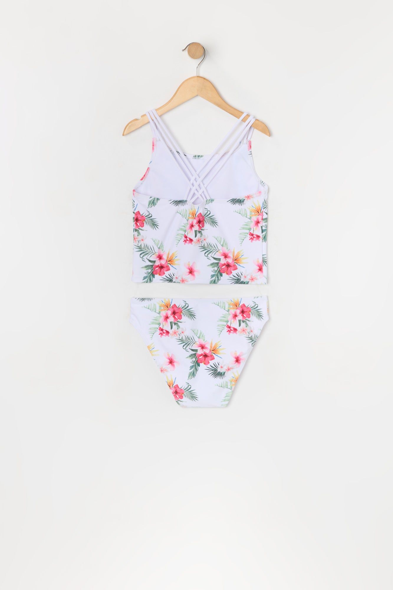 Girls Hawaiian Print Tankini 2 Piece Swimsuit with built-in cups sold by Urban Planet product image thumbnail 2