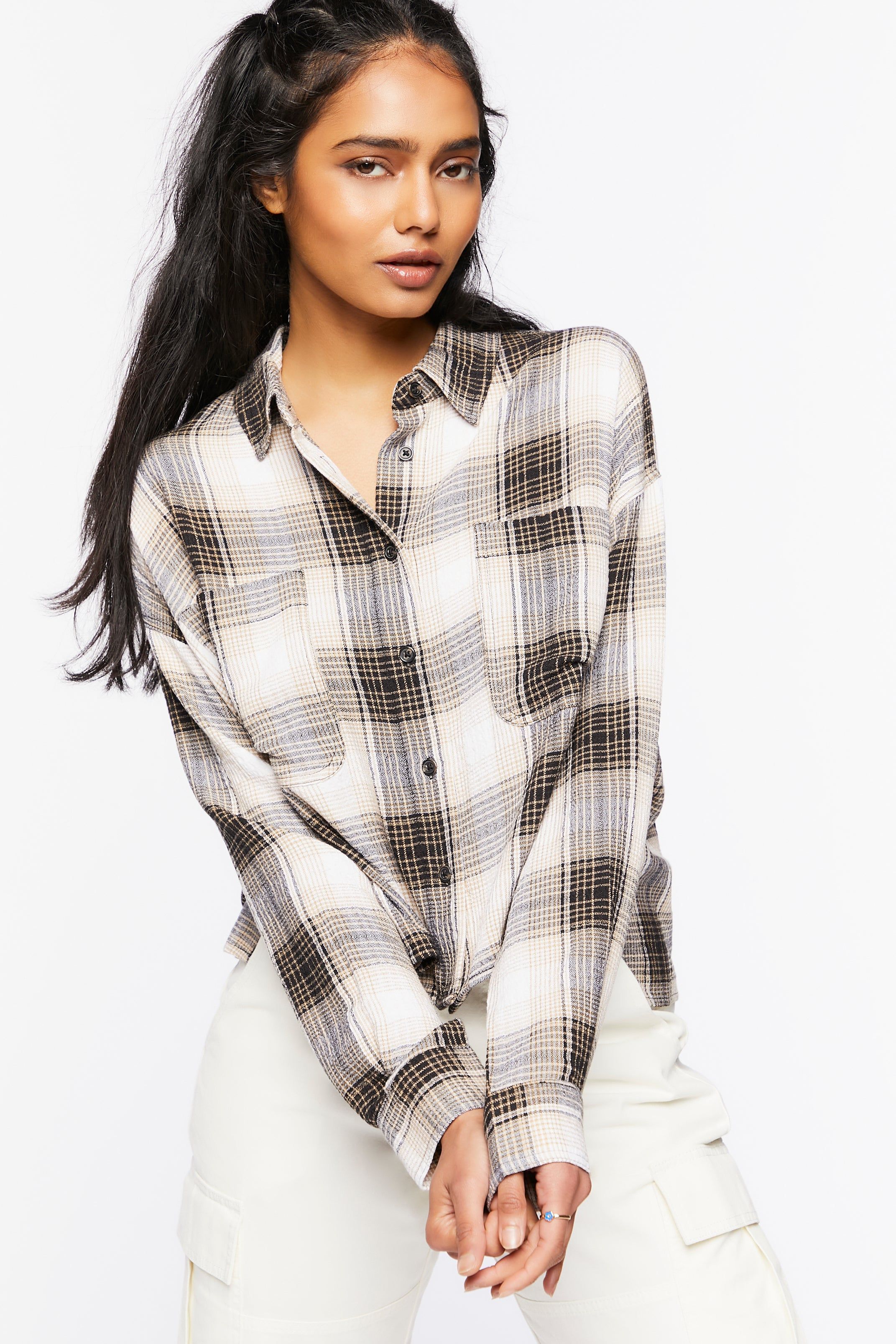 Plaid Button-Up High-Low Top sold by Urban Planet product image thumbnail 2