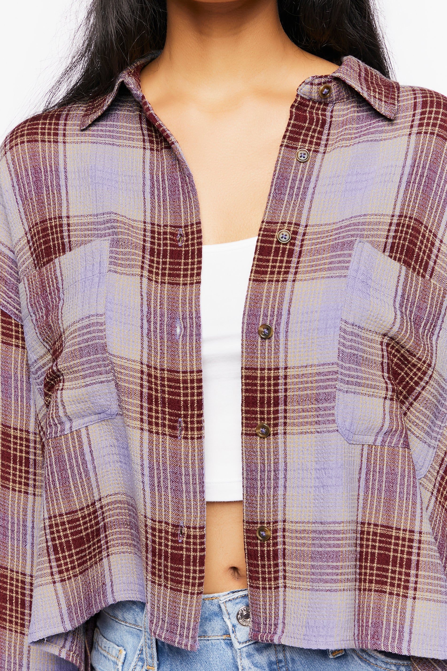 Plaid Button-Up High-Low Top sold by Urban Planet product image thumbnail 8