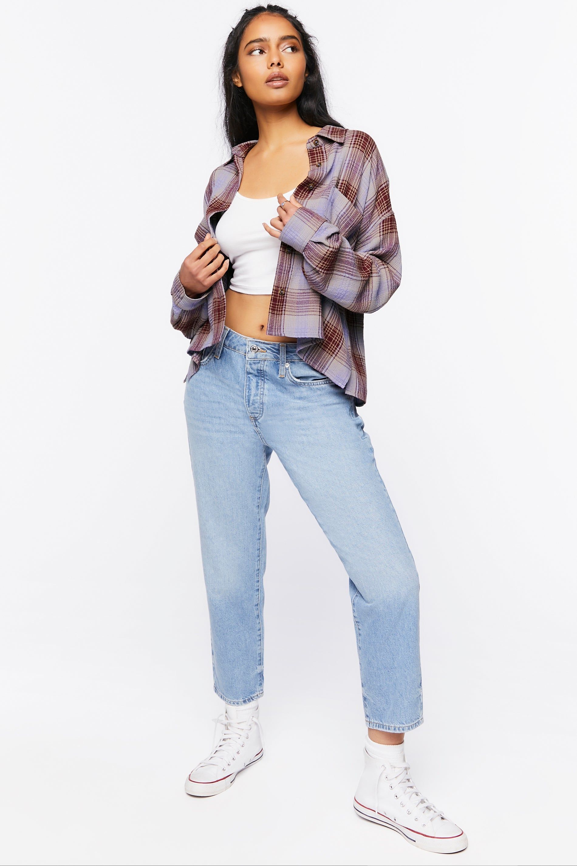 Plaid Button-Up High-Low Top sold by Urban Planet product image thumbnail 7