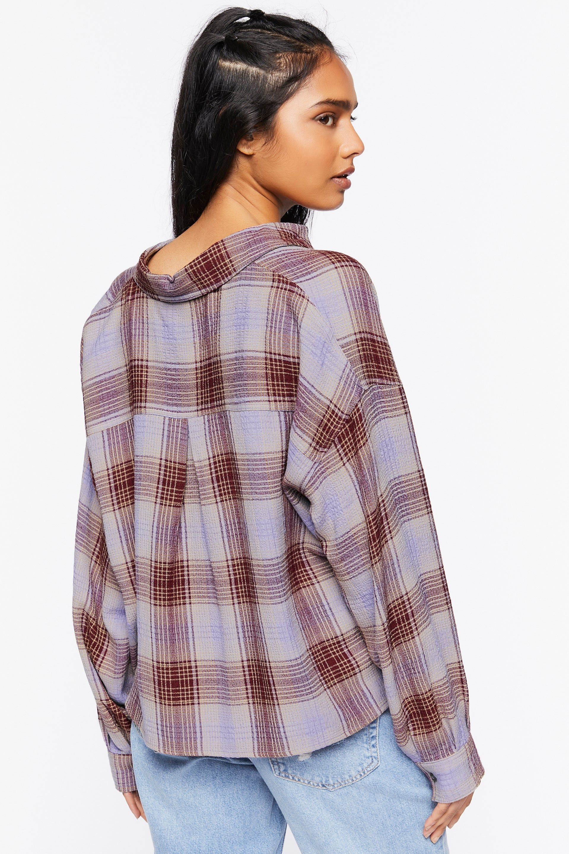 Plaid Button-Up High-Low Top sold by Urban Planet product image thumbnail 6