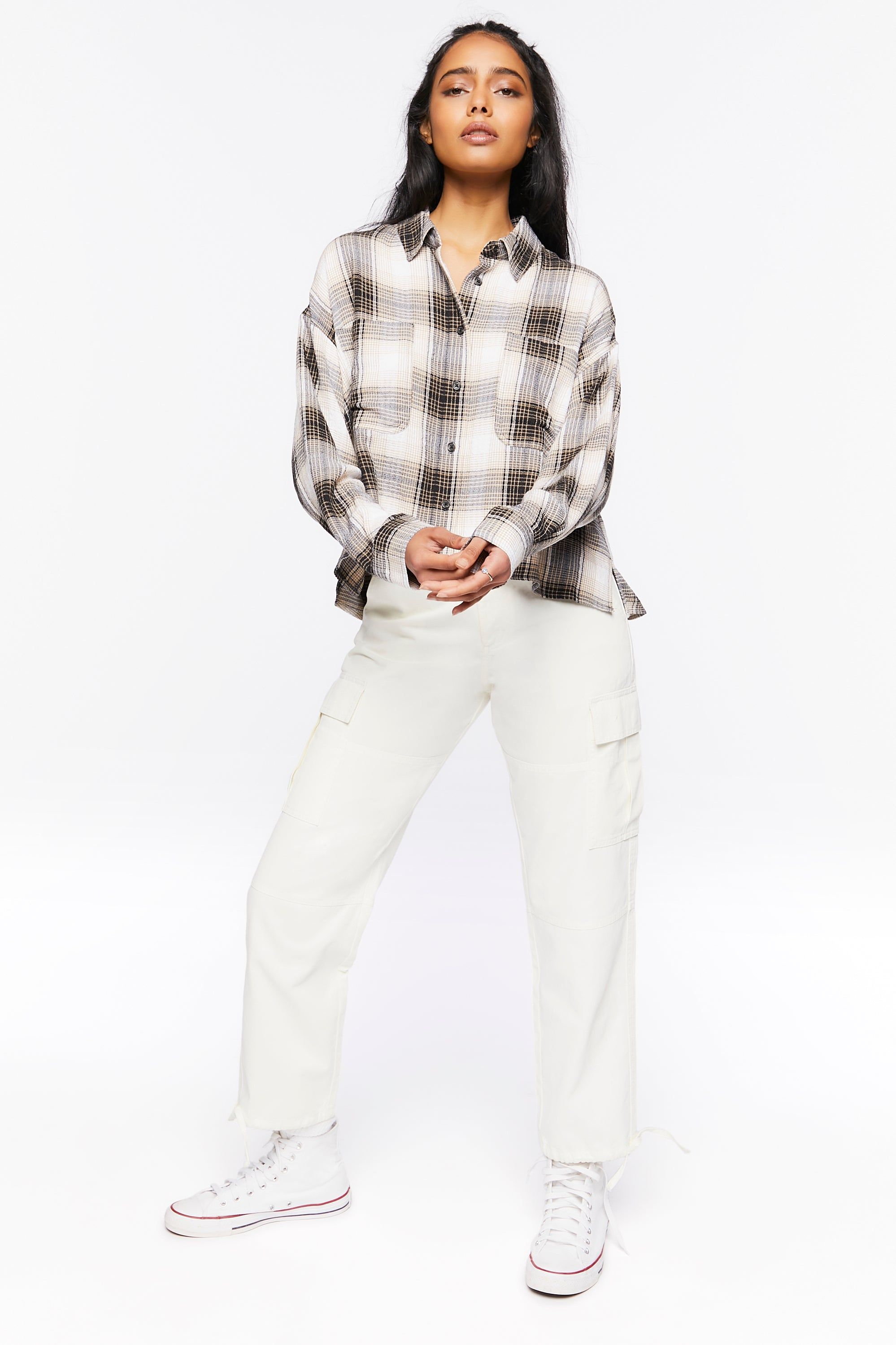 Plaid Button-Up High-Low Top sold by Urban Planet product image thumbnail 4
