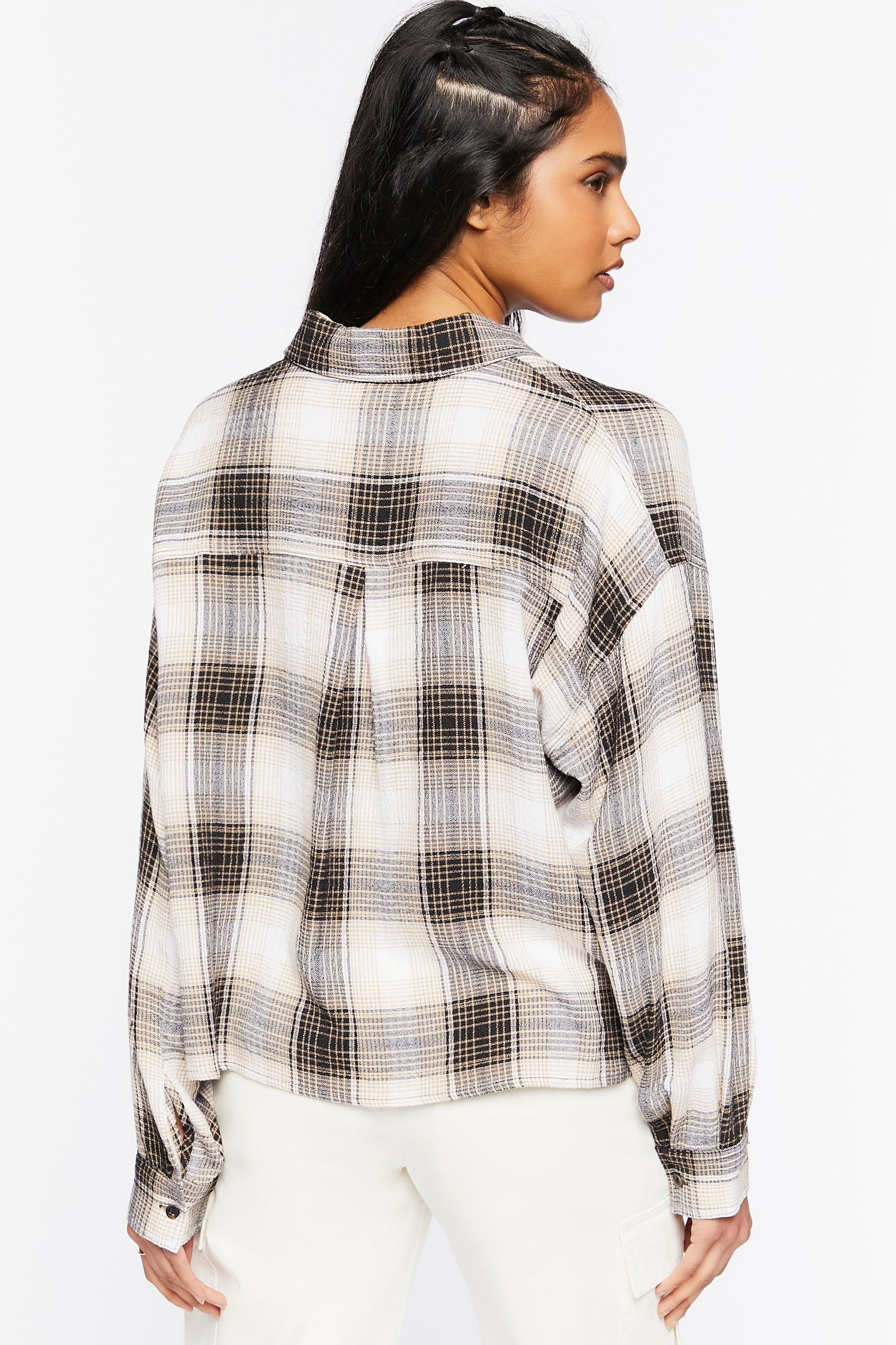 Plaid Button-Up High-Low Top sold by Urban Planet product image thumbnail 3