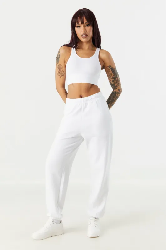 Pantalon de jogging en molleton à taille haute de coupe garçonne sold by Urban Planet