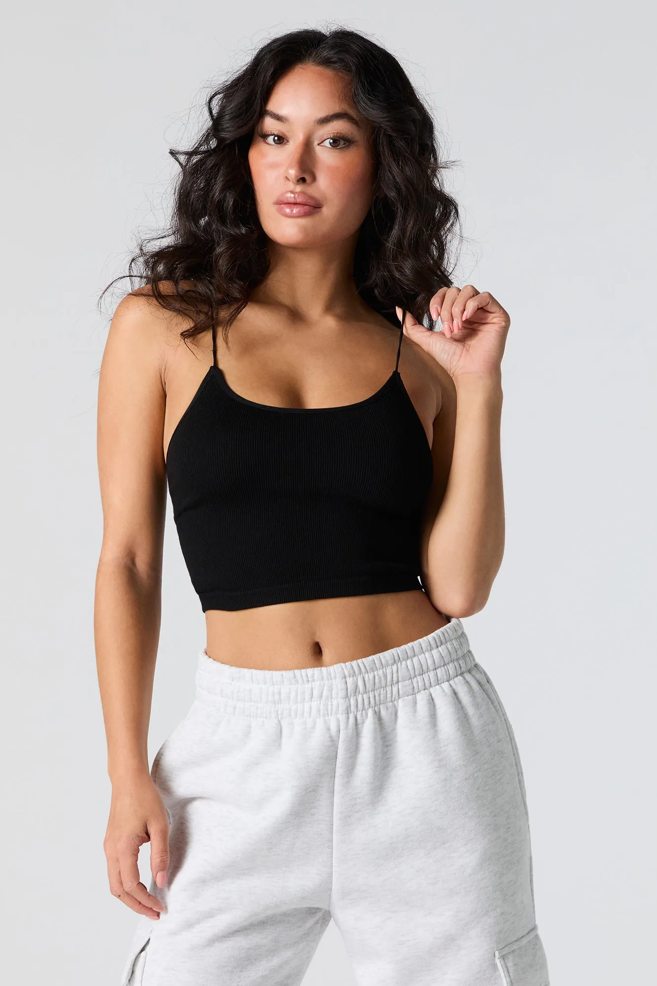 Seamless Ribbed Cropped Bungee Cami sold by Urban Planet product image thumbnail 4