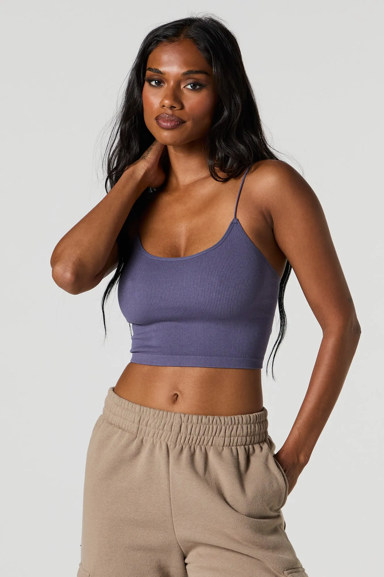 Seamless Ribbed Cropped Bungee Cami sold by Urban Planet