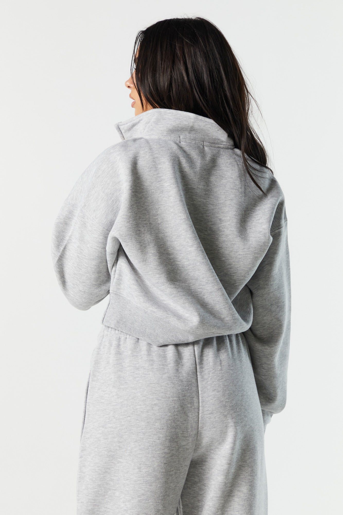 Fleece Quarter Zip Cropped Sweatshirt sold by Urban Planet product image thumbnail 3