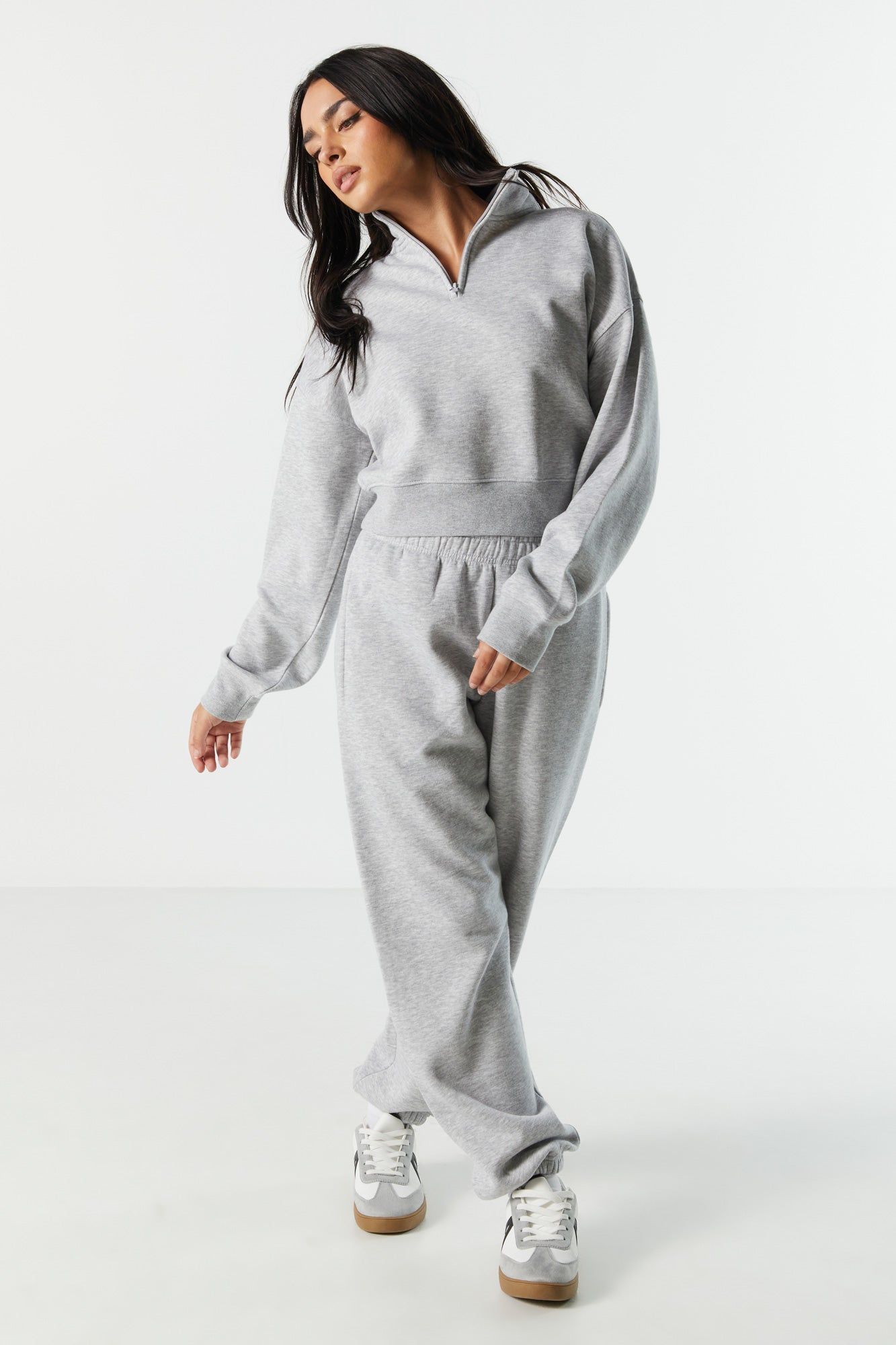 Fleece Quarter Zip Cropped Sweatshirt sold by Urban Planet product image thumbnail 4