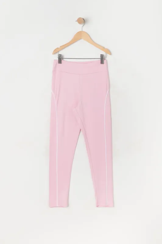 Girls Soft Pink Side Piping Leggings sold by Urban Planet